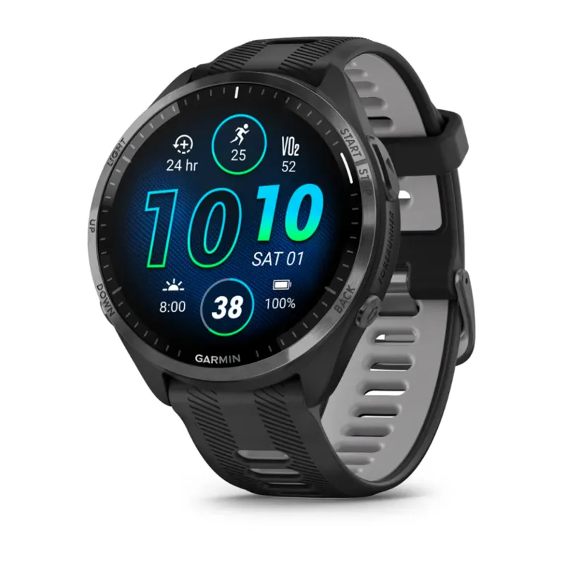 Garmin Forerunner 965 Carbon Grey DLC Titanium Bezel with Black Case and Black/Powder Grey